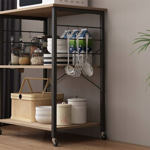 SZAFKA MOBILNA NA KÓŁKACH JASNY BRĄZ STOLIK ŚNIADANIOWY WÓZEK KUCHENNY 60CM na Arena.pl