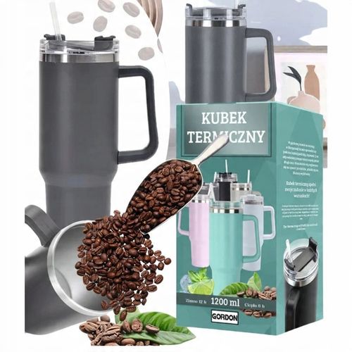 KUBEK TERMICZNY TERMOS ZE SŁOMKĄ STAL NIERDZEWNA DUŻY XXL 1200 ML na Arena.pl