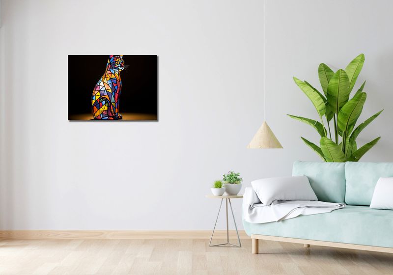Obraz 70x50cm Koci Witraż zdjęcie 2