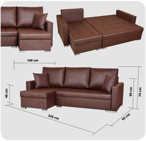 Narożnik rozkładany z funkcją spania ekoskóra Varius rogówka Family Meble na Arena.pl