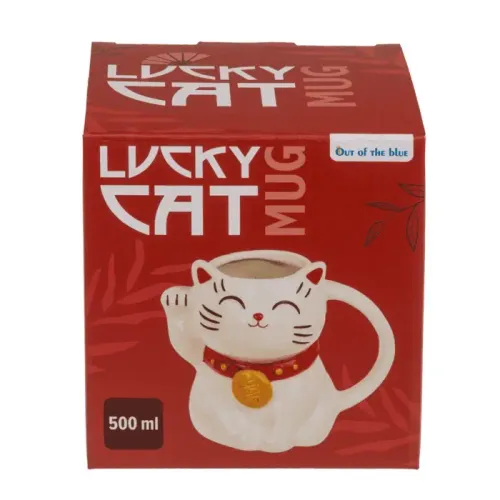 Czarny Kubek Lucky Cat - Kot Szczęścia 500 ml - Motyw Japońskiego Kota na Arena.pl