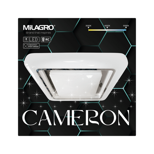 Biały plafon Cameron LED 38W 3000-6000K z efektem migających gwiazd zdjęcie 3