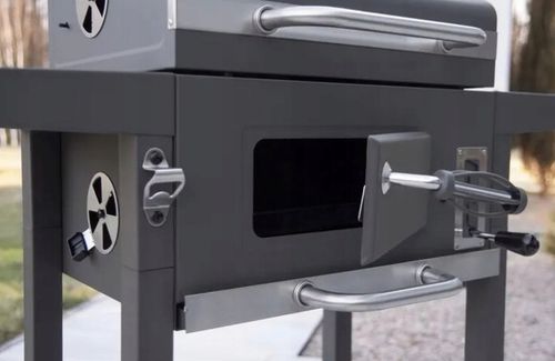 MOCNY GRILL WĘGLOWY OGRODOWY DWA RUSZTY POPIELNIK TERMOMETR DWIE PÓŁKI XXL na Arena.pl