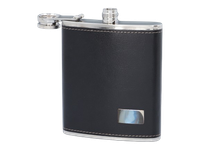 Piersiówka ze Stali Nierdzewnej Kieszonkowa Czarna Ekoskóra 8 OZ ok. 240 ml