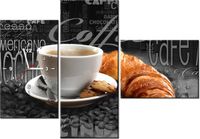 100CM 70CM ZEGAR 3 ELEM CZARNA KAWA ŚCIENNY OBRAZ