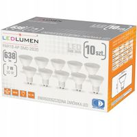 Zestaw 10x Żarówka LED GU10 7W=50W 638lm Premium Nie Mruga Neutralna