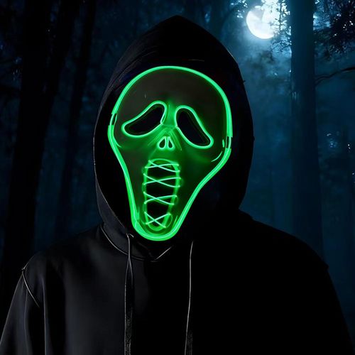 Maska Halloween LED Krzyk Ghost Scream Świecąca Straszna 3 Tryby Gąbka na Arena.pl