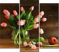 90 80CM OBRAZ T3 ELEM CZERWONE TULIPANY DRUK ŚCIENNY