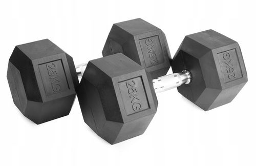 Hantle stałe 1x25kg żeliwne gumowane 25kg HEX do treningu SOLIDNE na Arena.pl