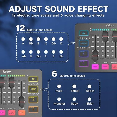 FIFINE Mikser audio do gier, streaming RGB PC na Arena.pl