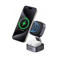 3w1 Ładowarka indukcyjna MagSafe Qi2 USB-C do telefonu słuchawek - czarna