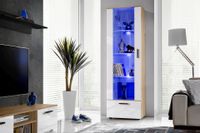 Witryna Szklana Regał Salon Dąb Wotan/Biały z Półkami Bez LED 192x60