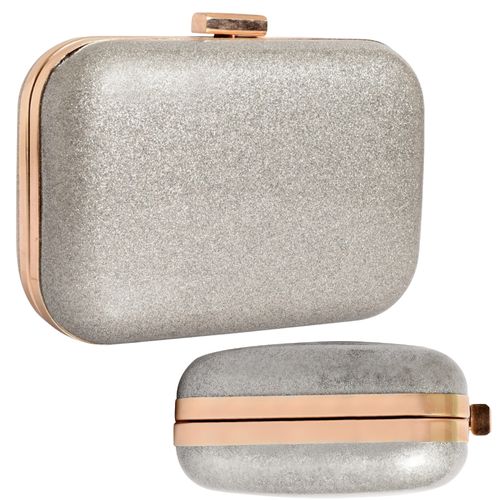 Srebrna torebka wieczorowa wizytowa brokatowa na Arena.pl