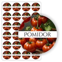 ETYKIETY nalepki naklejki przecier samoprzylepne POMIDORY słoik 5cm
