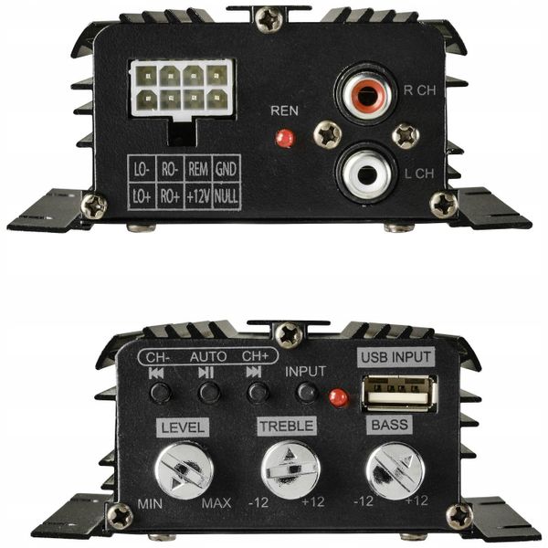 Wzmacniacz samochodowy Bluetooth USB 2 kanały 100W zdjęcie 4