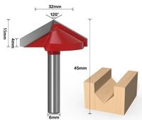 Frez fazowy VHM do drewna/ tworzywa-węglik-V Rozmiar: 6x32x120° standard