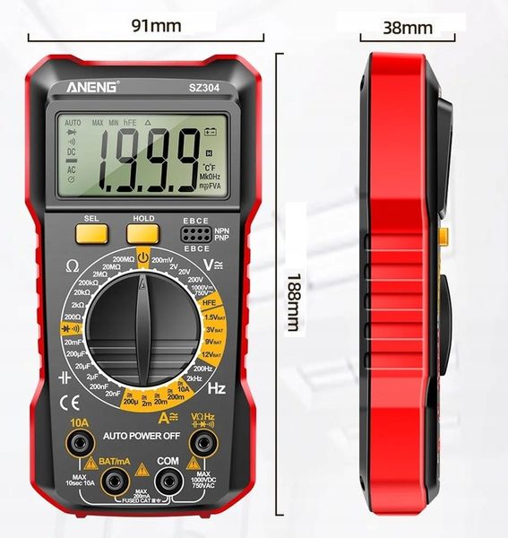 Miernik Multimetr Cyfrowy ANENG SZ304 funkcja HOLD zdjęcie 10