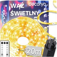 WĄŻ LED LAMPKI ZEWNĘTRZNE CHOINKOWE FLASH TRYBY TIMER IP67 230V CIEPŁY 20m