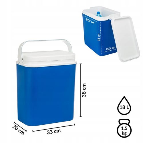 CHŁODZIARKA LODÓWKA 18L od KAMAI: NIEBIESKA, WZMOCNIONA RĄCZKA, made in EU na Arena.pl