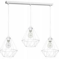 Lampa Sufitowa BASKET Biały Metalowy Klosz 3xE27 70x100cm Lampa Wisząca Dom