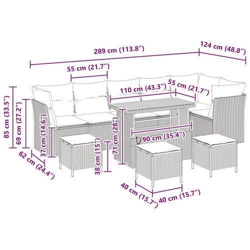 Zestaw Sof na Ogród 10 pcs Czarny polirattan na Arena.pl