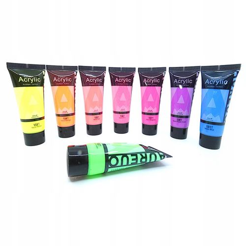 Farby Akrylowe NEONOWE Zestaw Farb Akrylowych Neonowych Farba NEO 8sztx21ml na Arena.pl
