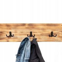 WIESZAK ŚCIENNY NA UBRANIA Z HACZYKAMI DREWNO 60CM