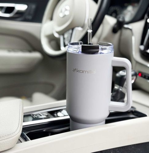 STALOWY KUBEK TERMICZNY TERMOS 1200ml Z RĄCZKĄ I SŁOMKĄ KM-2173 na Arena.pl