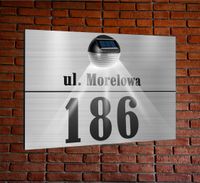 TABLICZKA ADRESOWA oświetlona numer domu dibond SREBRNA nierdzewna