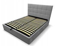 Łóżko tapicerowane 140x200 Modulo pojemnik wysoki zagłówek stelaż szare