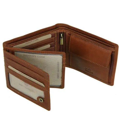 portfel męski brązowy poziomy ze znakiem zodiaku na Arena.pl