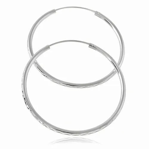 ELEGANCKIE SREBRNE KOLCZYKI KOŁA KÓŁKA KÓŁECZKA 4CM DIAMENTOWANY WZÓR na Arena.pl