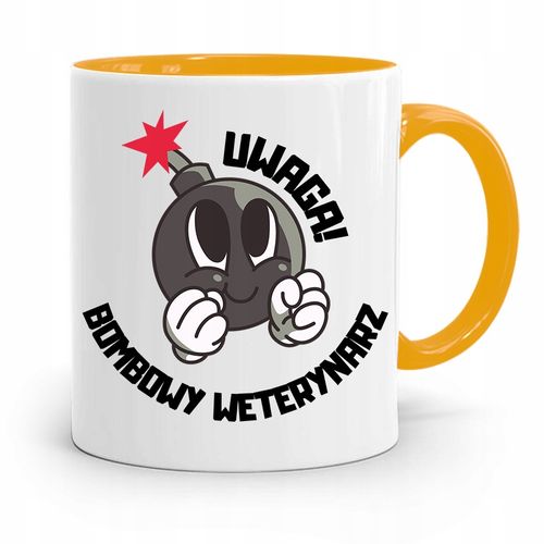 Kubek Żółty Weterynarza Uwaga Bombowy Weterynarz Z Nadrukiem Ze Zdjęciem na Arena.pl