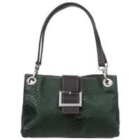 VERA PELLE torebka damska eko skórzana klasyczna kroko V673 c.zielona