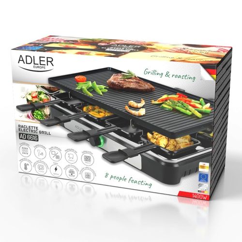 Grill elektryczny duży XL mocny raclette 1400W 8 osób na Arena.pl