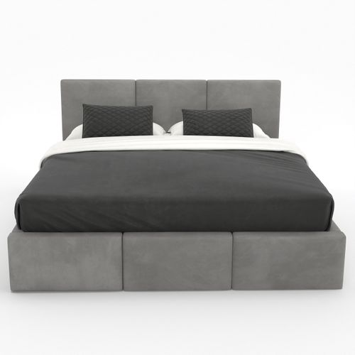 ŁÓŻKO TAPICEROWANE DO SYPIALNI 180x200 ŁÓŻKO PODWÓJNE Z POJEMNIKIEM SZARE na Arena.pl