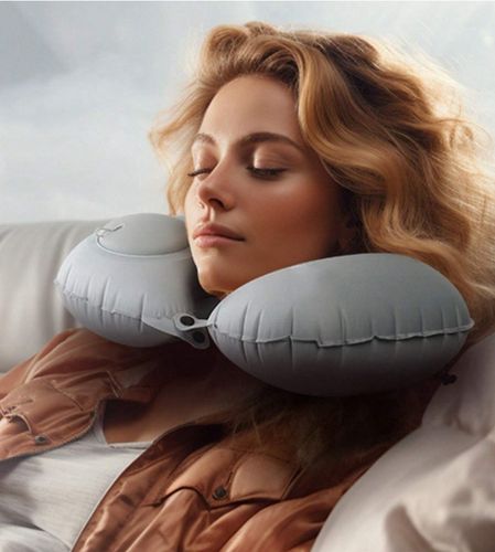 PODUSZKA PODRÓŻNA Dmuchana Samopompująca Welurowa ROGAL Do Spania Na Szyję na Arena.pl