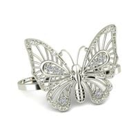 PIERŚCIONEK MOTYL NA DWA PALCE Z CYRKONIAMI ZE SREBRA PRÓBA SREBRA 925