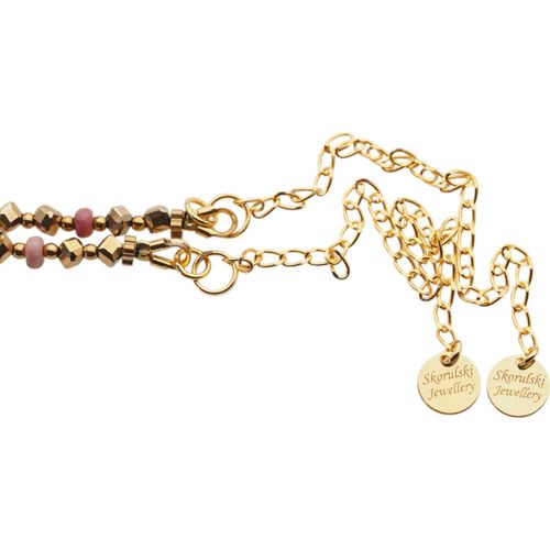 Naszyjnik - Rodonit, Hematyt złoty i srebro złocone na Arena.pl