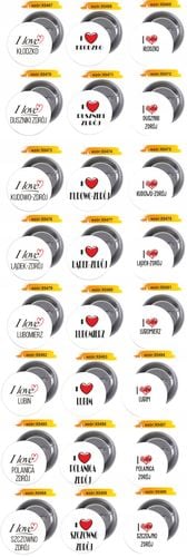 Przypinki buttony I LOVE EŁK z grafiką HIT na Arena.pl