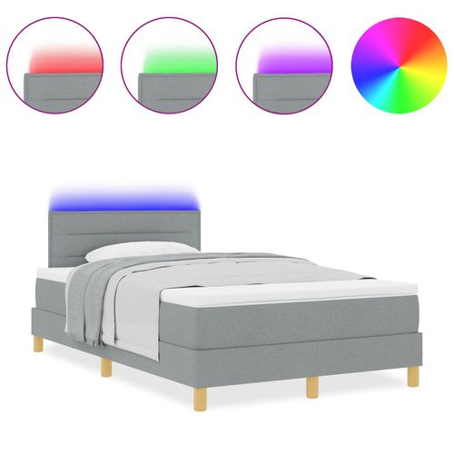 Łóżko z box spring z materacem i taśmą LED Jasnoszare 120x200 cm Tkanina na Arena.pl