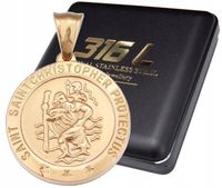 ZŁOTY MEDALIK RELIGIJNY Z ŚW. KRZYSZTOFEM NA ŁAŃCUSZEK PATRON KIEROWCÓW