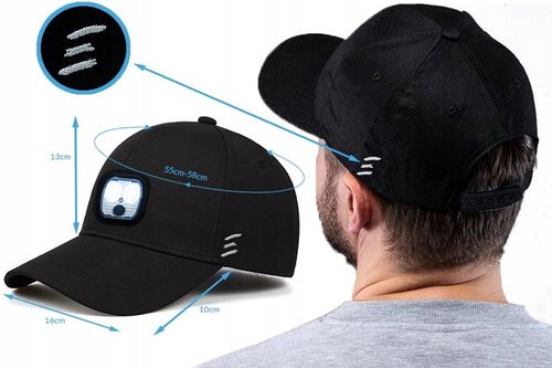 CZAPKA Z LATARKĄ LAMPKĄ LED ŁADOWANIE USB DOTYKOWA na Arena.pl