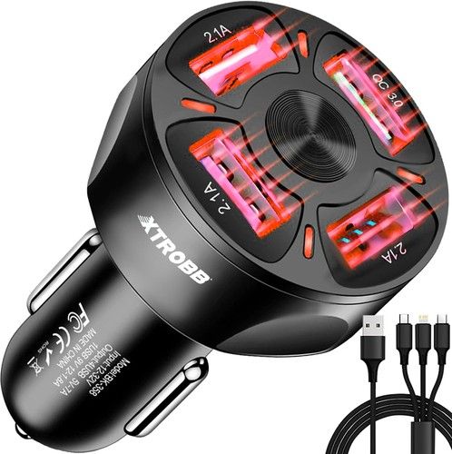 Ładowarka Samochodowa 4X Usb + Kabel Xtrobb 19907 zdjęcie 1