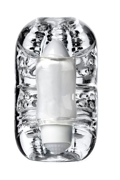 Lingam Khani, Vibrating Masturbator, TPE, Transparent, 9 cm zdjęcie 2