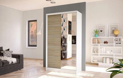 SZAFA PRZESUWNA DIEGO III z lustrem 100cm - pojemna GARDEROBA na Arena.pl