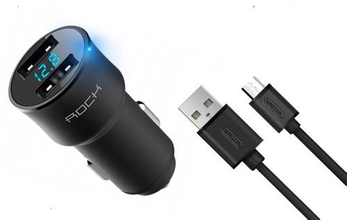 ROCK Ładowarka Samochodowa 2x USB 3,4A KABEL MICRO na Arena.pl