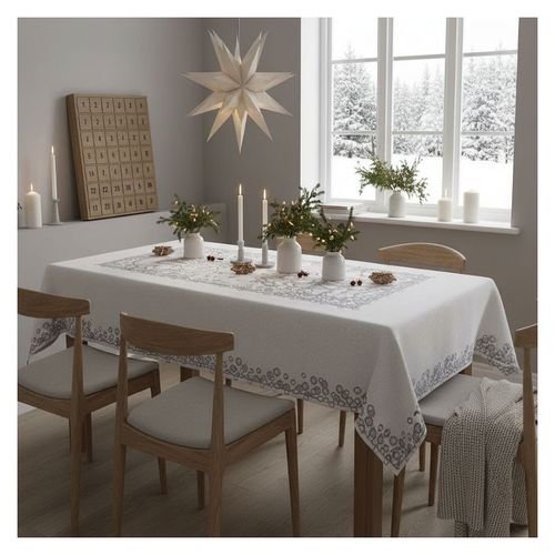 Obrus Białe Bałwanki 110x130 DomoweTekstylia | WN306B B13 | Boże Narodzenie na Arena.pl