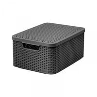 curver koszyk z pokrywą rattan style m grafitowy