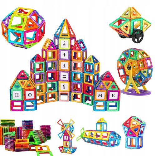 Kreatywne Klocki Magnetyczne Dla Dzieci 3-8 Lat 180 Elementów na Arena.pl